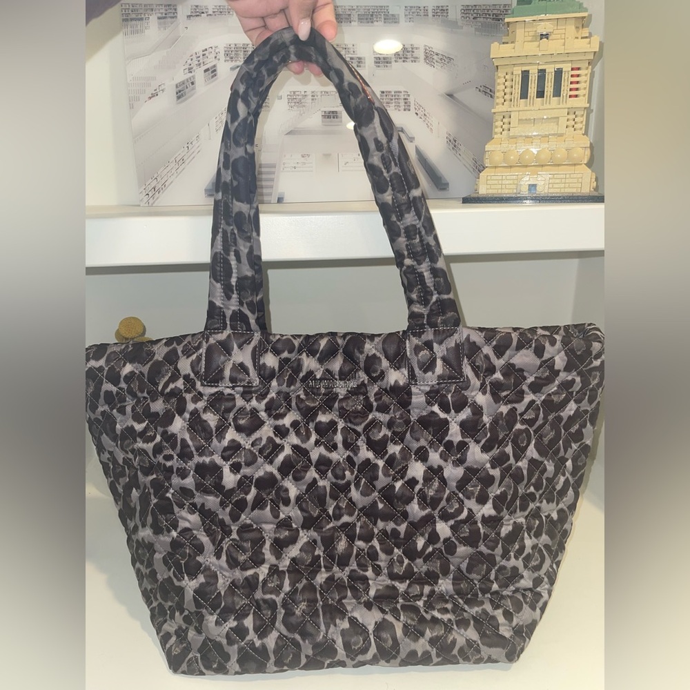 MZ Wallace Medium Metro Tote Animal Print Leopard - Black/Grey - as is